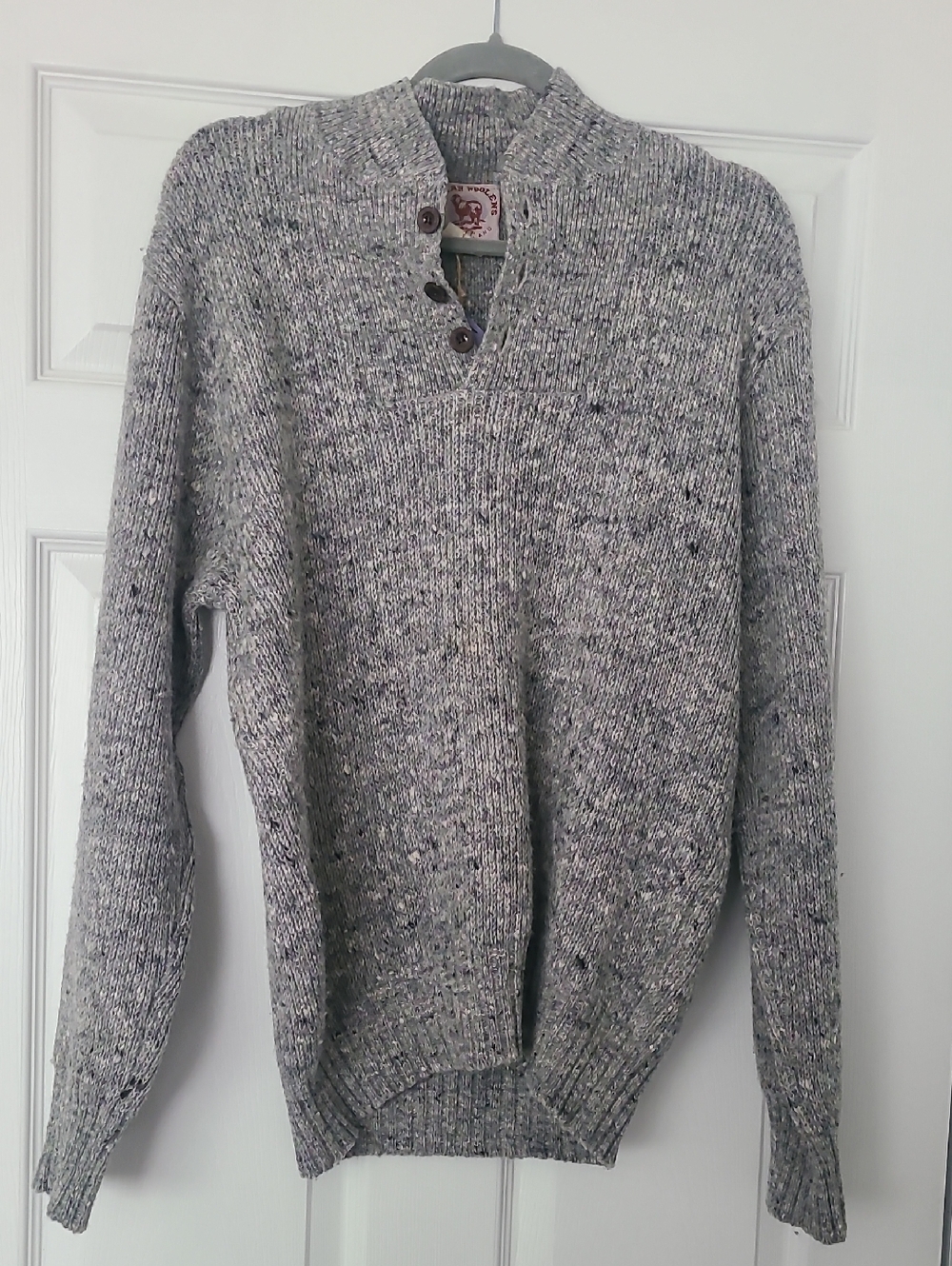 Men's Gray Knit Henley Sweater